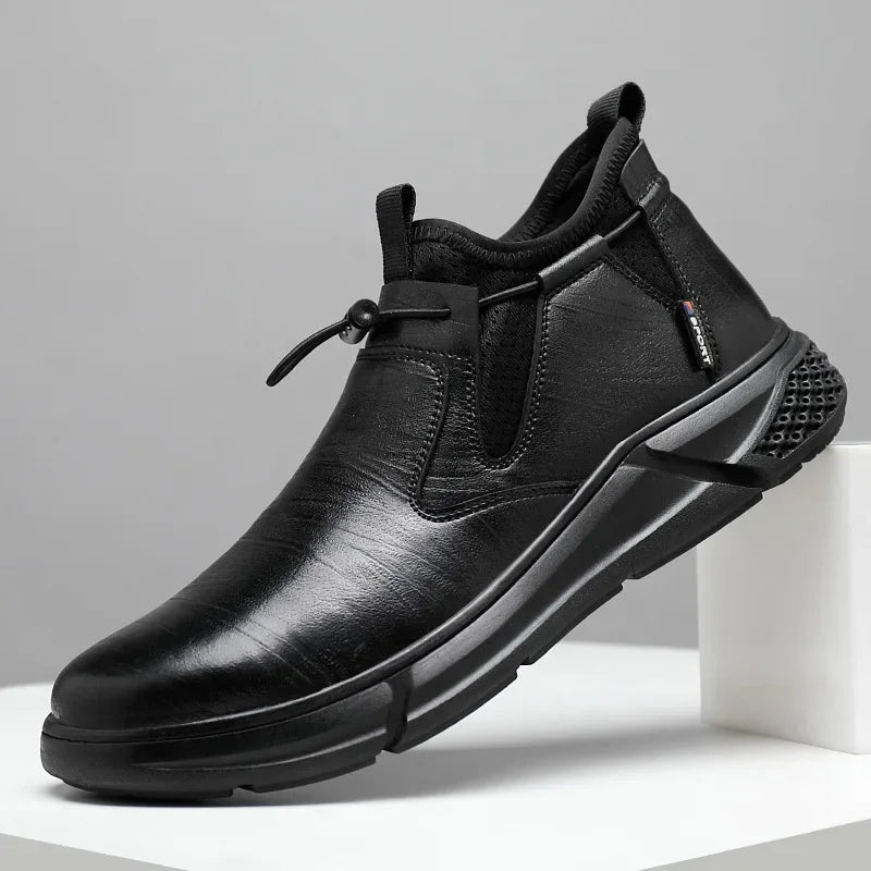 Men's Black Waterproof Metal-Toe Work Shoes