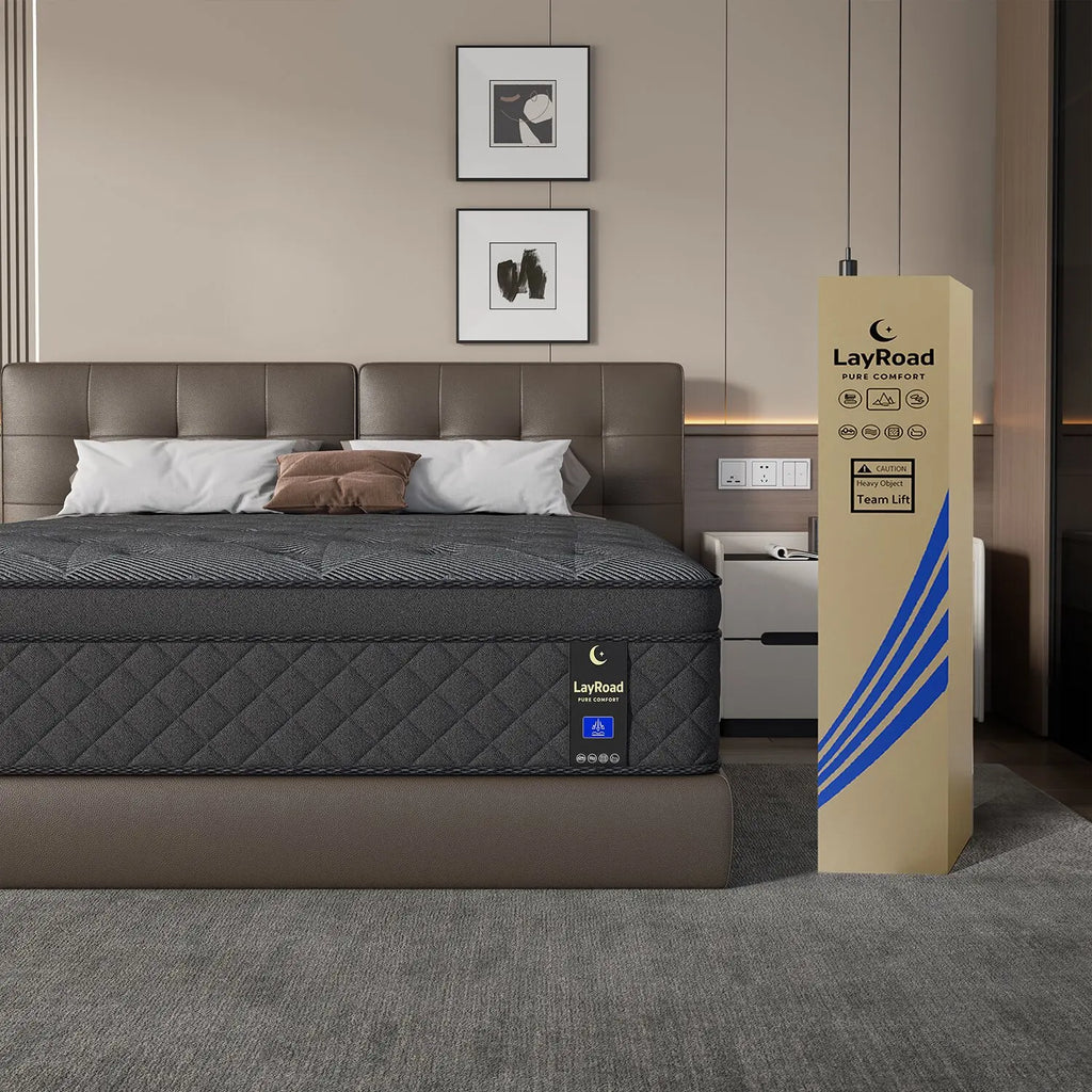 LayRoad 12-14 Inch Full-Size Memory Foam Mattress — Medium Firmness, Single to King Boxed Mattress