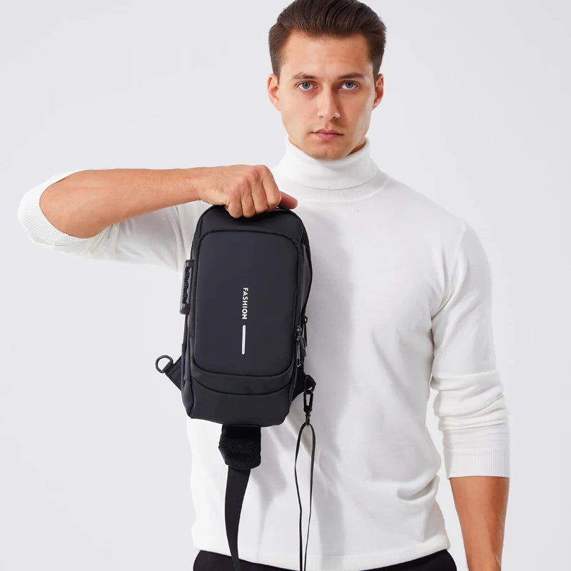 Men's Anti-Theft PU Leather Crossbody Bag – Multifunctional Shoulder & Chest Bag