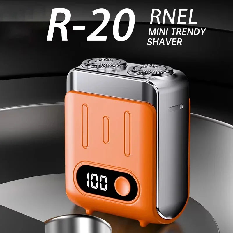 HAOYUNMA R20 Mini Electric Shaver – LED Display, Magnetic Blade, Waterproof, 120-Min Runtime