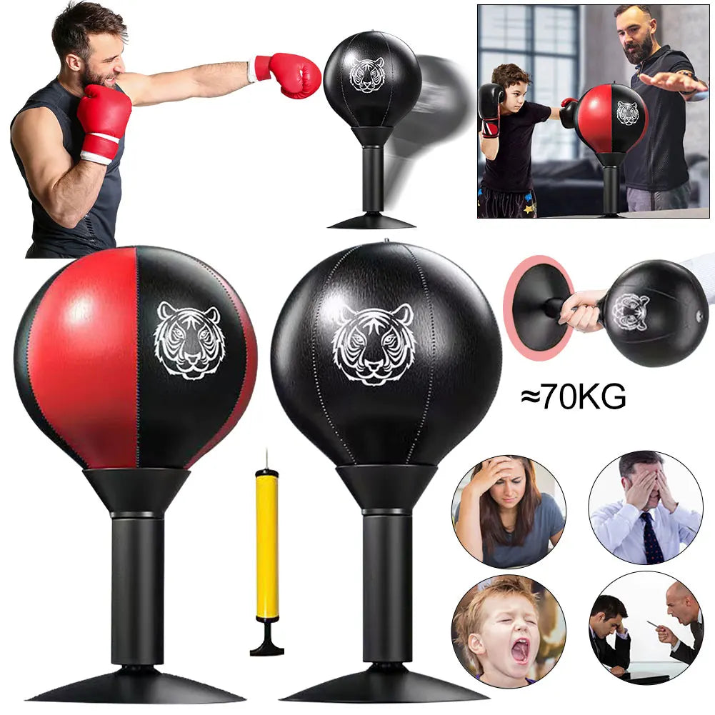 Desk Boxing Punch Ball – Free Standing Stress Relief Punching Bag for Kids, Office & Home