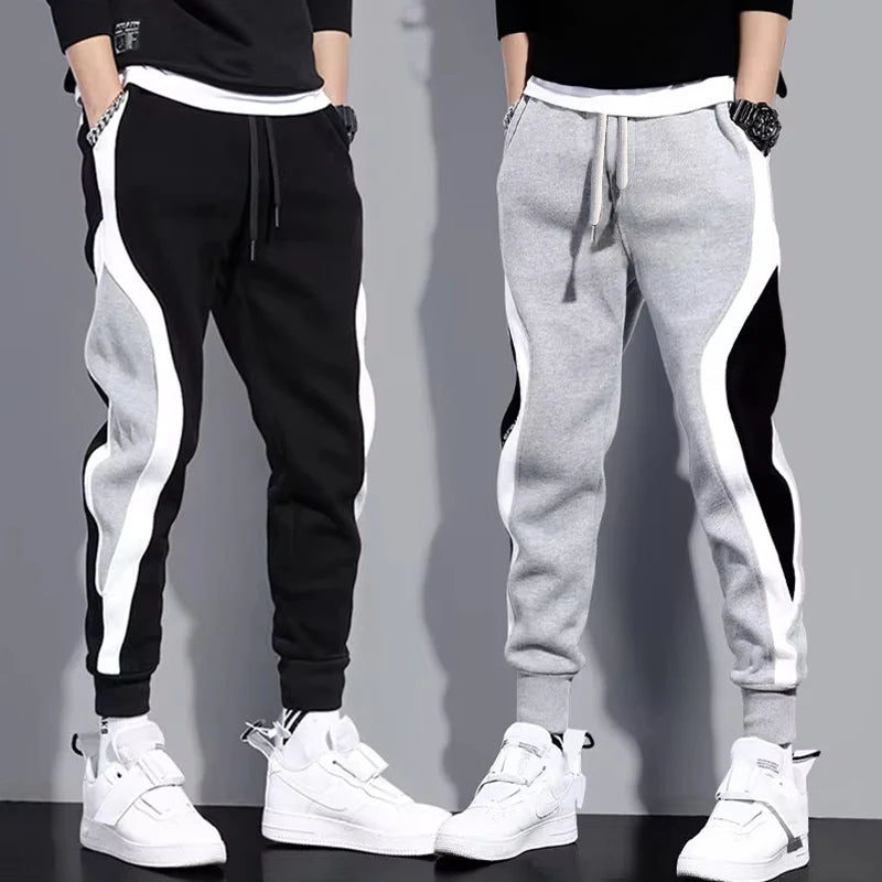 Men's Wide Leg Patchwork Nine-Point Pants — Cropped Streetwear Trousers