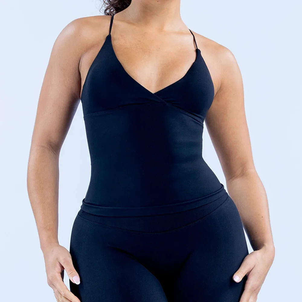 Women's Seamless Cross Sports Vest – Padded Backless Yoga Gym Workout Fitness Camisole