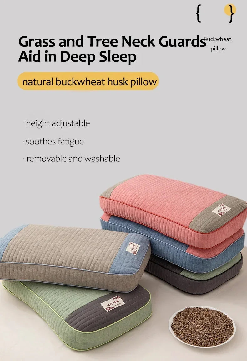 Buckwheat Pillow – Traditional Sobakawa Organic Cotton Standard Size, Cool Sleep Support