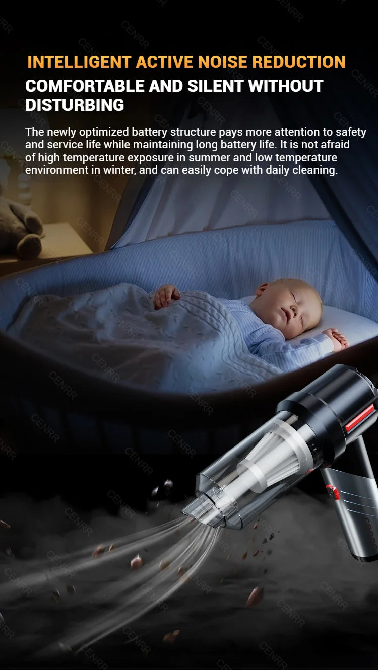 Cordless Car Vacuum – Brushless Motor & HEPA Filter