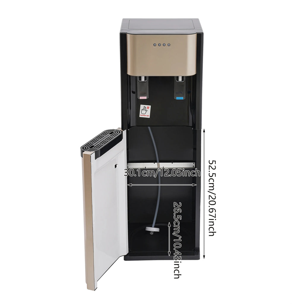 110V Bottom-Loading Water Dispenser — 304 Stainless Steel, Hot & Cold, Floor Standing | US Plug