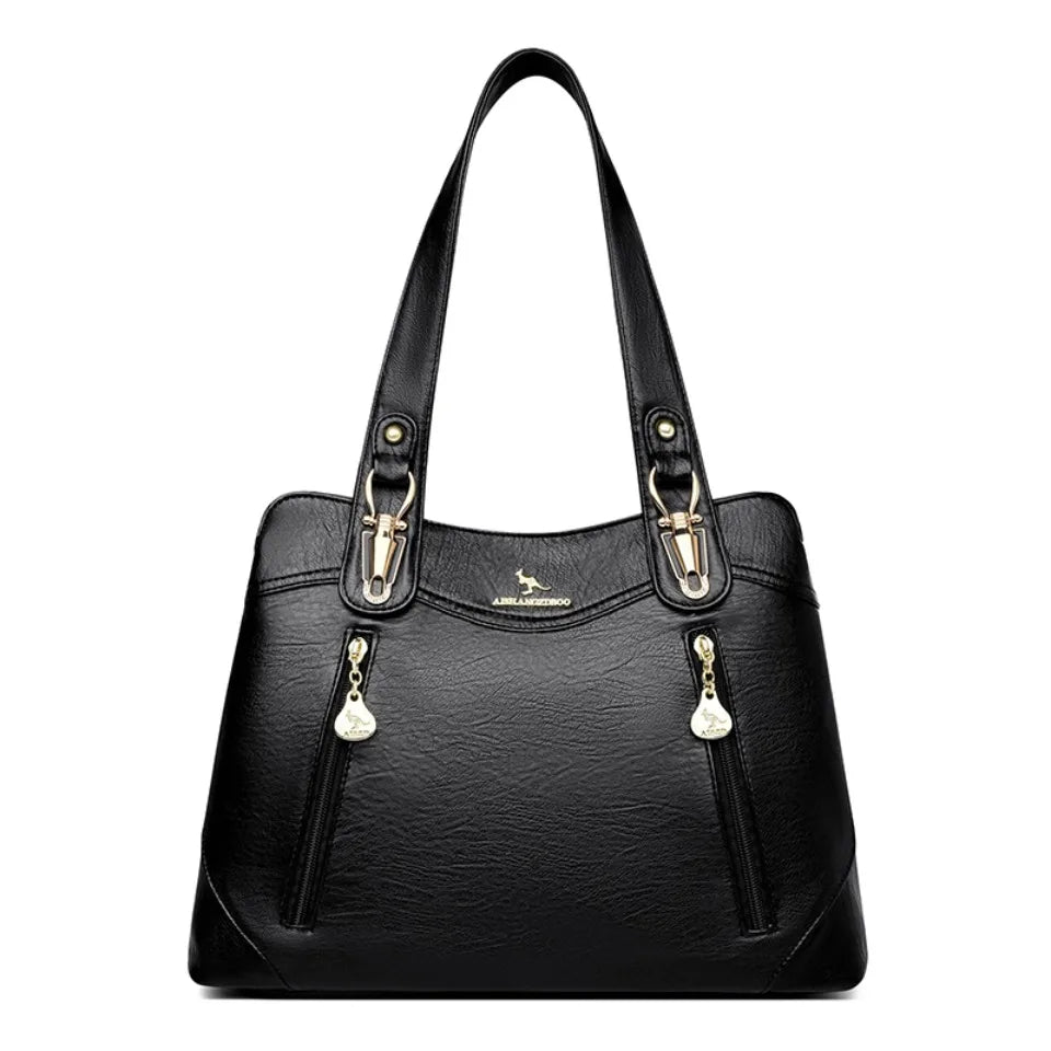 VANDERWAH Bark Pattern Microfiber Leather A4 Tote Bag – Luxury Designer Shoulder Handbag for Women