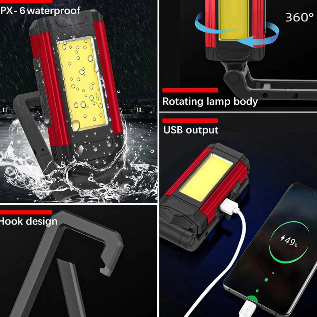 ESMARTER K011 XPE+COB Work Light – 600 Lumen, 5 Modes, Power Bank Function, IP64, USB Rechargeable