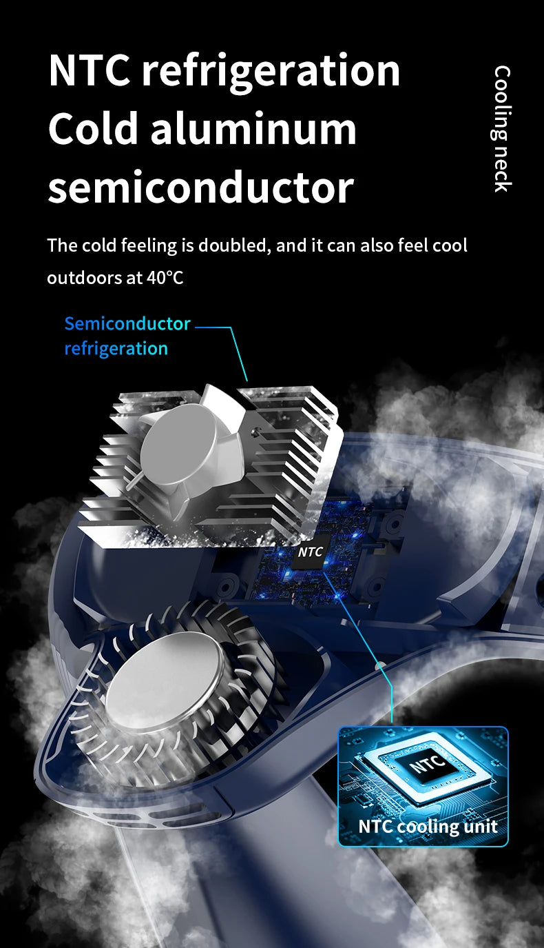 Portable Neck Air Conditioner — Rechargeable Semiconductor Bladeless Cooling Fan Wearable Cooler