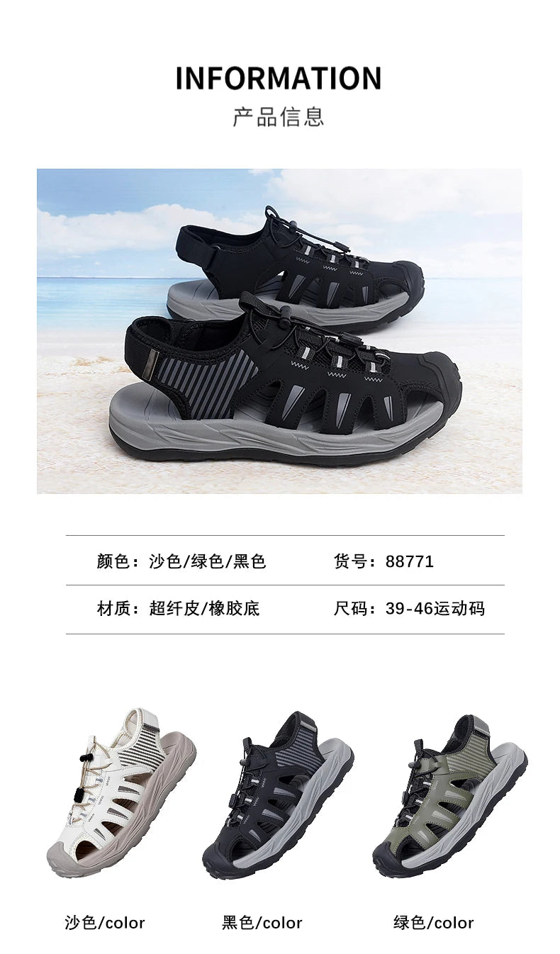 Men's Handmade Breathable Beach Sandals – Lightweight Soft Sole Outdoor Sandals