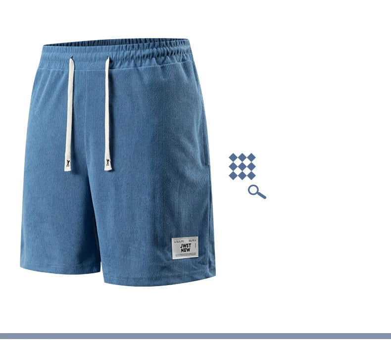 Men's Corduroy Stretch Letter Print Shorts — Casual Textured Shorts