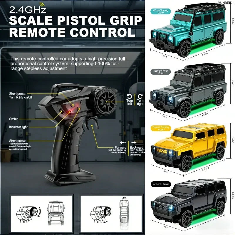 1/64 Scale Mini 4WD RC Drift Racing Car – Type-C Rechargeable Desktop Racer