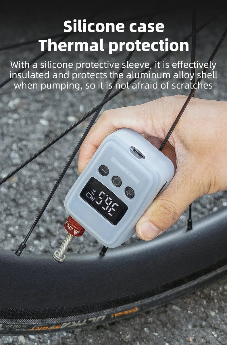 ROCKBROS Pocket Electric Bike Tire Pump with Digital Display