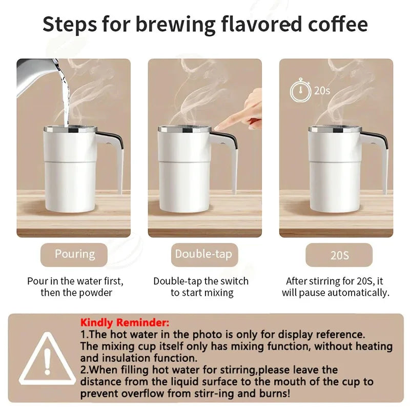380ml Self-Stirring Electric Coffee Mug – IPX67 Waterproof, LCD Temp Display & USB-C Rechargeable Auto Mixing Cup