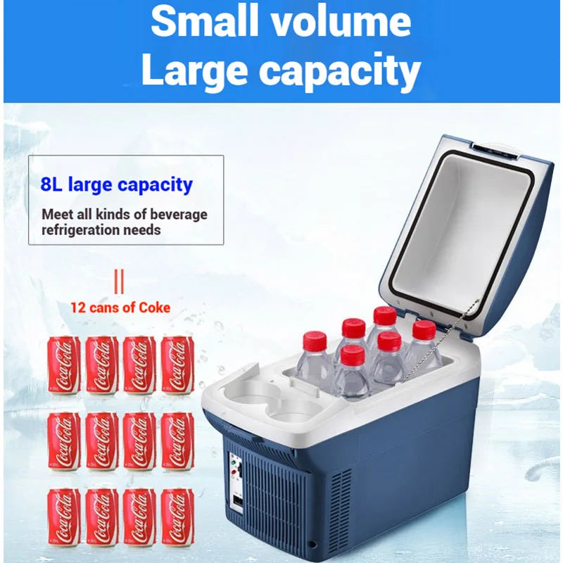 6L & 8L Small Car Refrigerator — 12V/24V Portable Fridge for Home & Camping, Cool & Frozen Drinks for Car & Truck