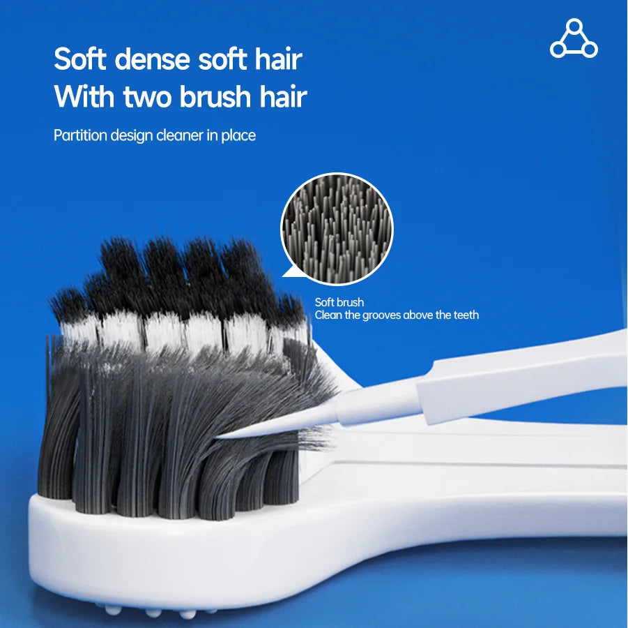 Clean Every Surface at Once — 3D U-Shaped Three-Sided Soft Toothbrush | 6pcs, 0.15mm Soft Bristles, Comprehensive Oral Cleaning for Adults