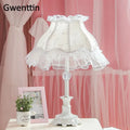 Lace Table Lamp – Pink or White Fabric Shade