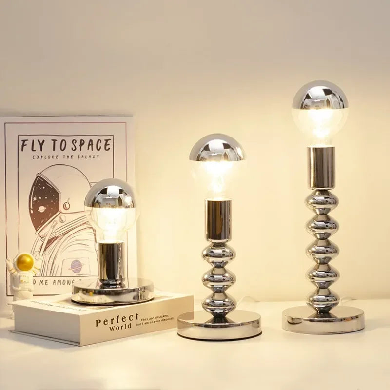 Bauhaus Table Lamp – Chrome & Warm LED Lighting