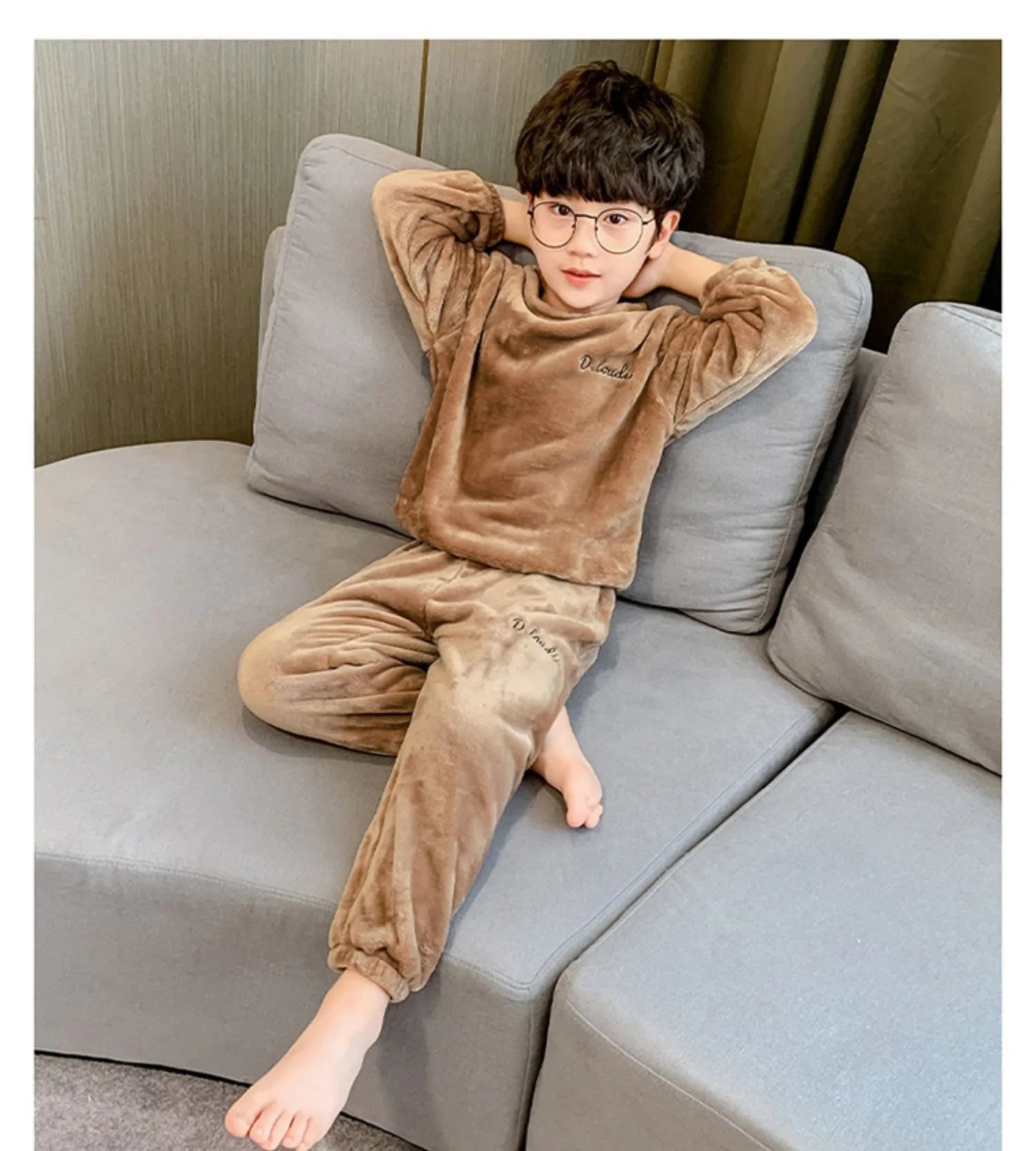 Kids' Coral Fleece Warm Pajama Set | Toddler Fall Winter Sweatshirt & Pants Flannel Sleepwear