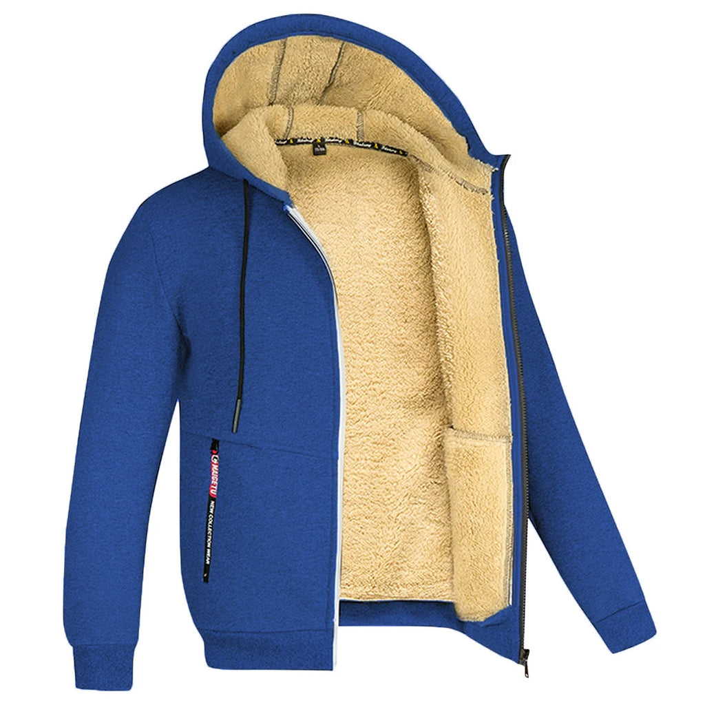 Men's Camouflage Fleece Hooded Zip Jacket – Thick Streetwear Coat for Autumn & Winter