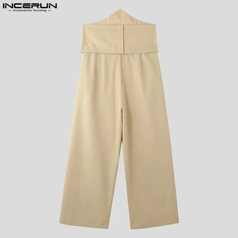 Men's Cropped Waistband Wide Leg Pants & Top Solid 2-Piece Set S–5XL – Handsome Casual Suit