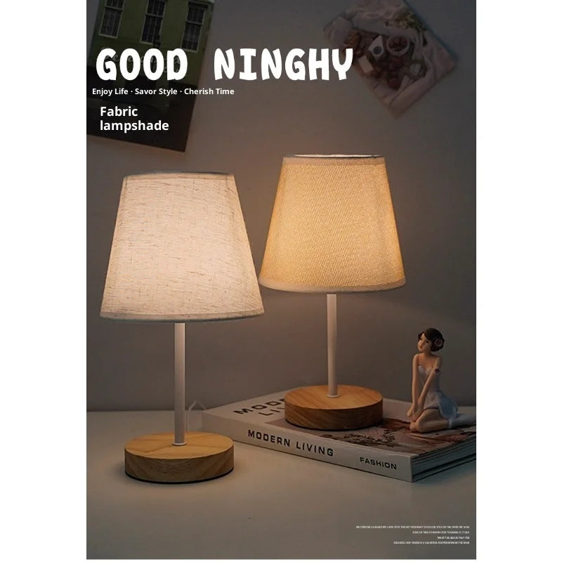 Fabric Shade Table Lamp – Compact LED Bedside Light