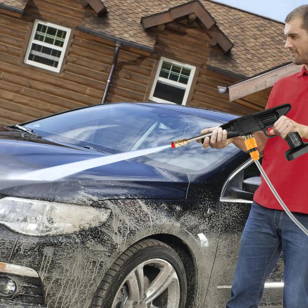 Cordless High-Pressure Washer Gun – 3-Level Pressure, 5–8m Spray Range, Car Wash & Garden Cleaning (EU Plug)