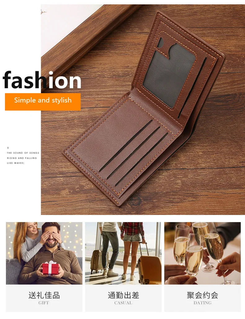 Men's Slim Money Clip Bifold Wallet – Leather Card Holder & Multi-Card Business Wallet