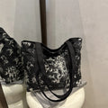 Floral Embroidery PU Tote Bag – Large Capacity Shoulder Crossbody Armpit Bag for Women