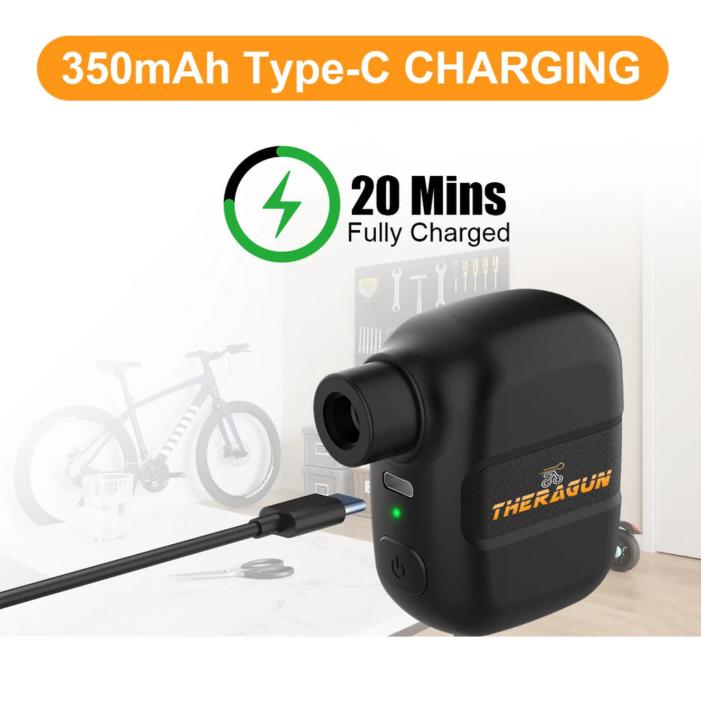 Mini Electric Bike Pump for Presta and Schrader Valves, 100 PSI