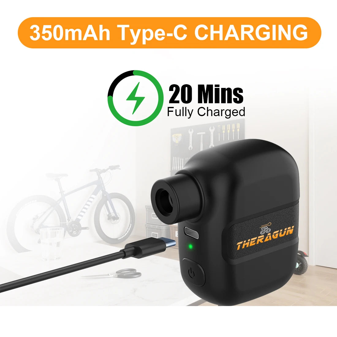 Mini Electric Bike Pump for Presta and Schrader Valves, 100 PSI
