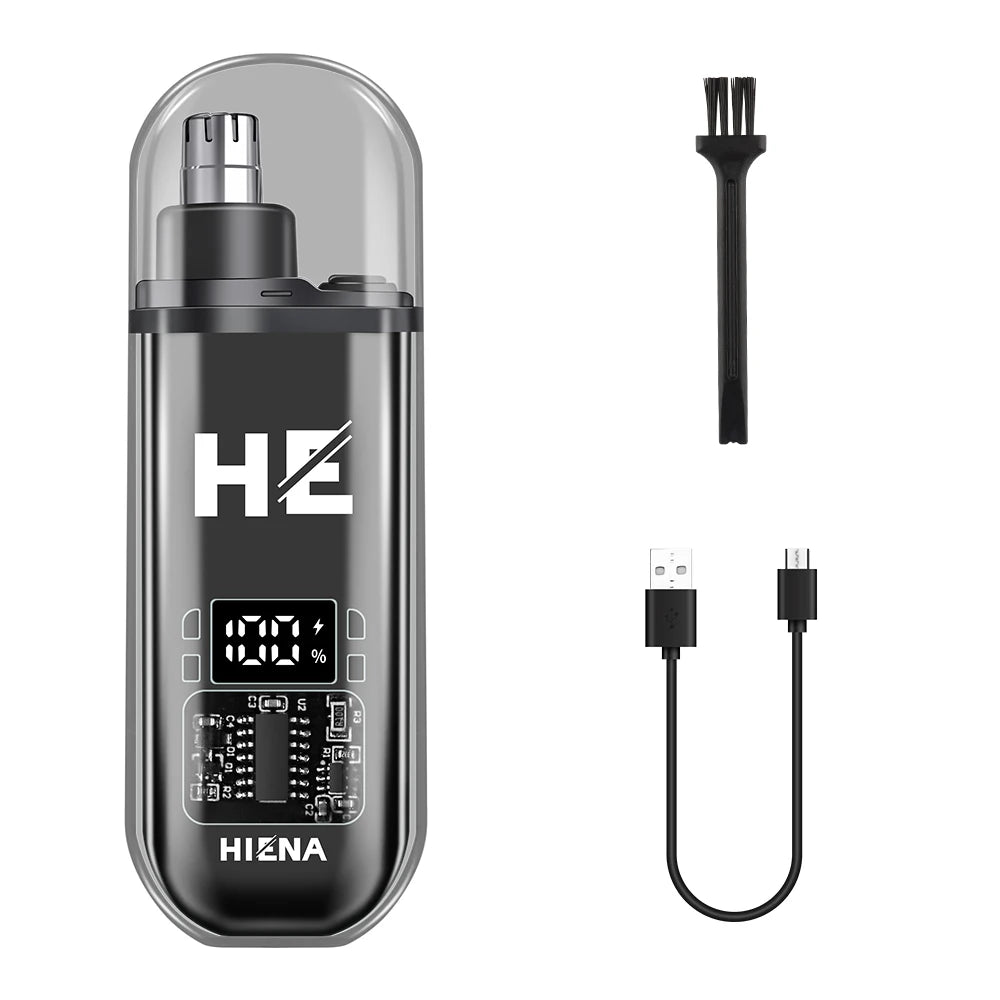 Mini Electric Nose Hair Trimmer – Rechargeable, Painless, USB-C, LED Display, Portable Pocket Size