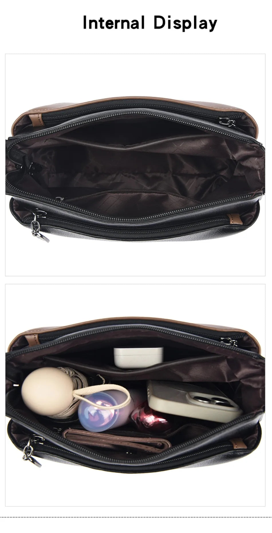 Luxury Genuine Leather Flap Shoulder Bag – Sequin Crossbody Handbag for Women