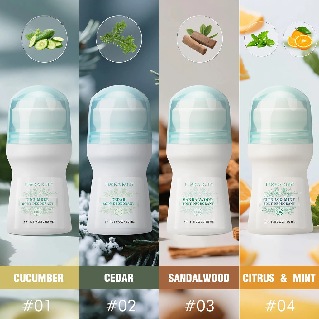 Aluminum-Free Deodorant Roll-On – 4 Scents | Unisex Daily Odor Protection