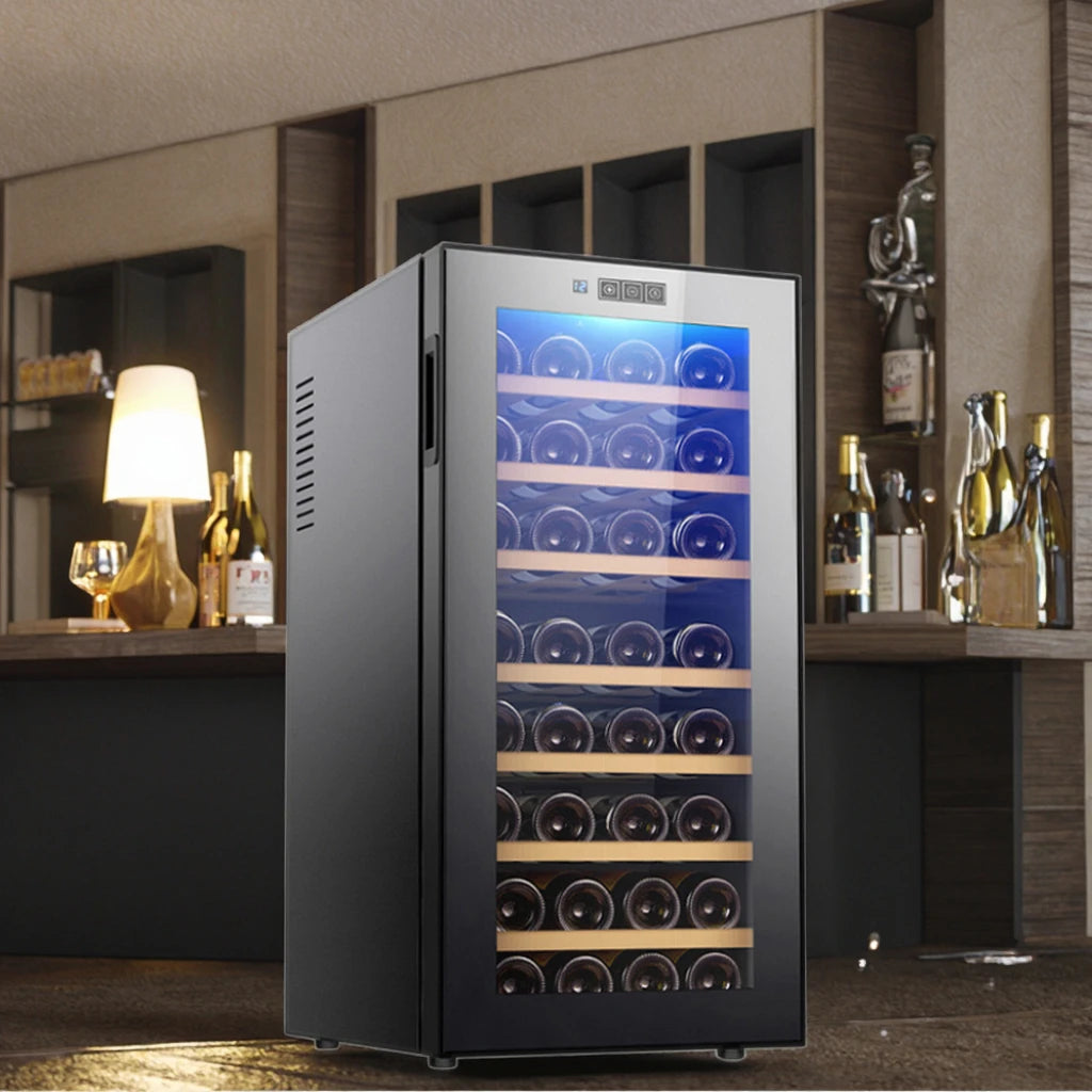 78L Freestanding Wine Cooler Fridge — 32-Bottle Stainless Steel Wine Cabinet for Household & Hotel Use