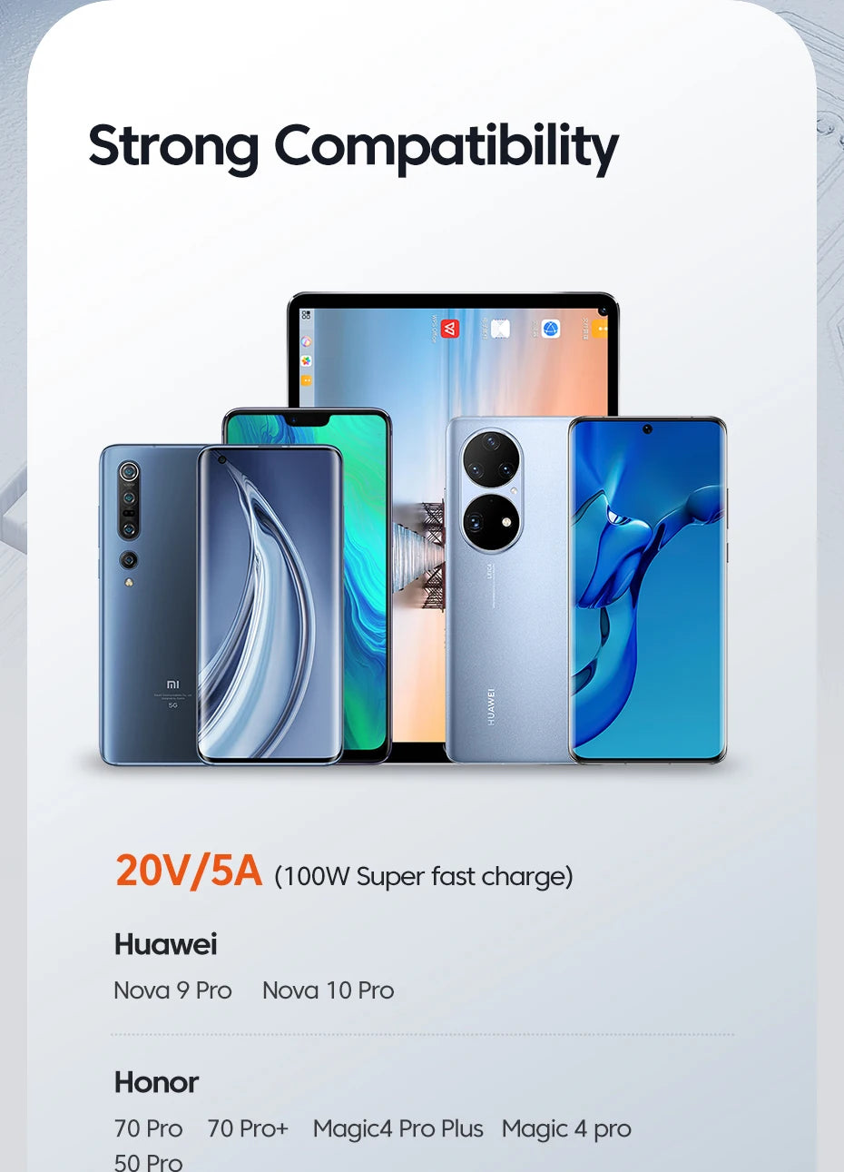 6A Speed. Braided Strength. Every Length. — Toocki USB-A to USB-C 6A 100W Fast Charging Cable | 0.25m to 3m, Huawei, Xiaomi, Samsung, OnePlus, 4 Colors