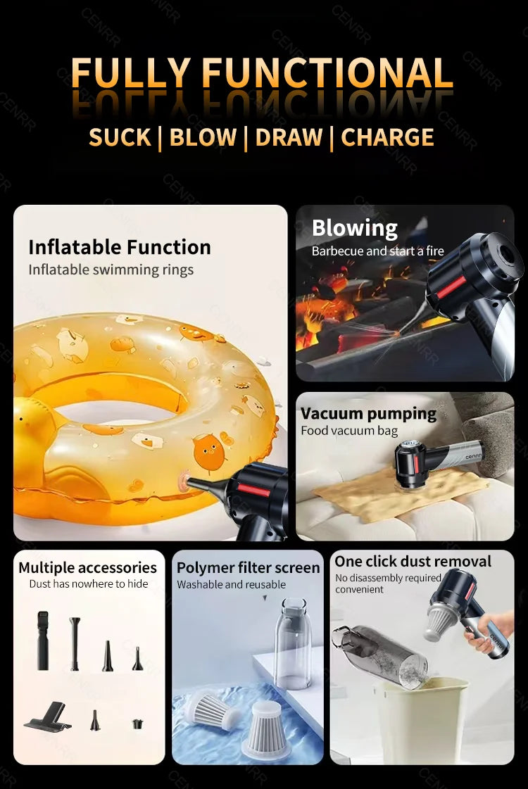 Cordless Car Vacuum – Brushless Motor & HEPA Filter