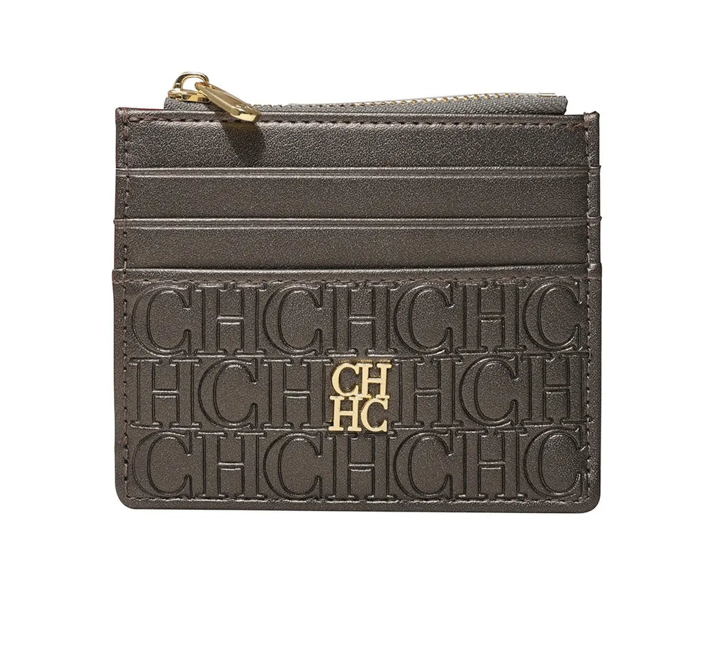 CH Letter Accent PU Leather Card Case Wallet – Elegant Compact Designer Wallet for Women