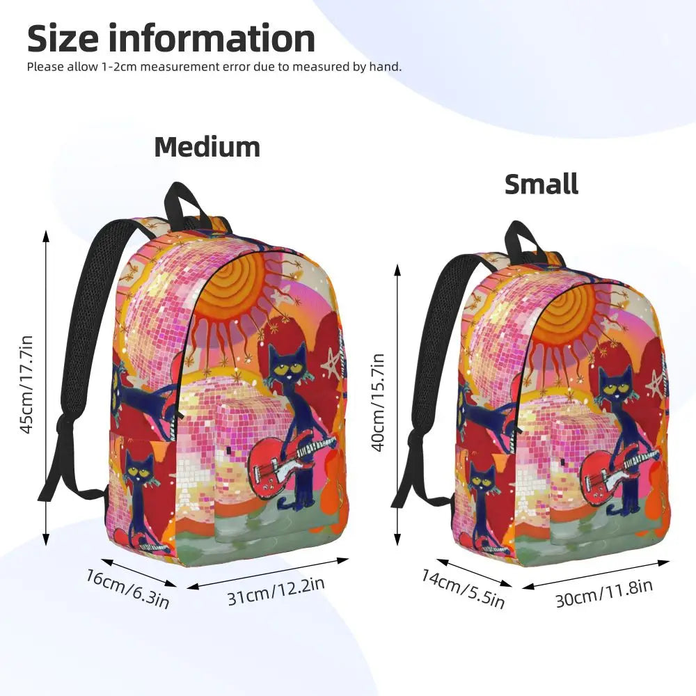 Pete the Cat Canvas Backpack – Cartoon Laptop Daypack for School & Travel