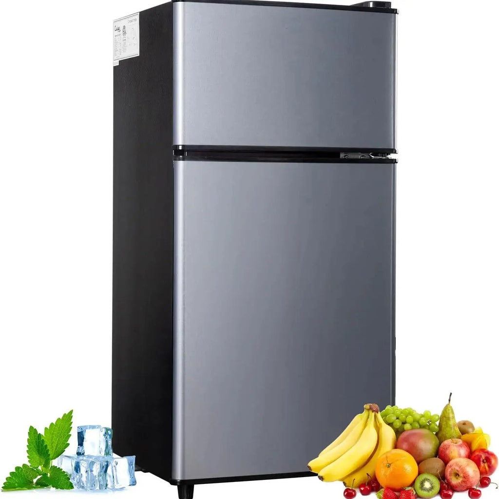 Mini Fridge with Freezer — 2.9 Cu Ft Double Door Small Fridge, Energy Saving, Low Noise, 7-Level Adjustable Thermostat