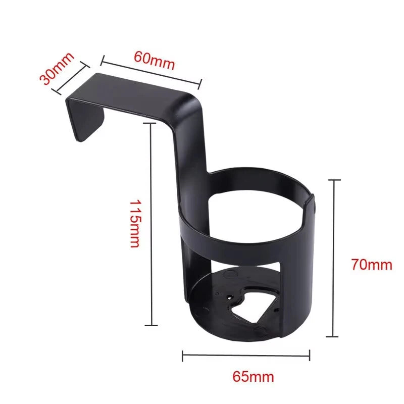 Black metal cup holder with dimension annotations showing measurements of 30mm, 60mm, 115mm, 70mm, 65mm, and 60mm on a white background.