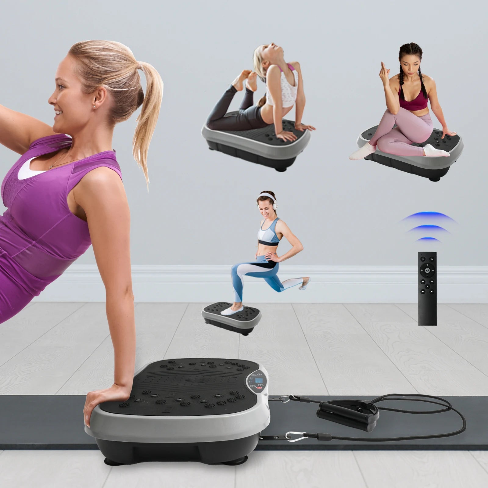 Vibration Plate Exercise Machine — 200W Full-Body Platform with 99 Speed Levels, Resistance Bands & Remote