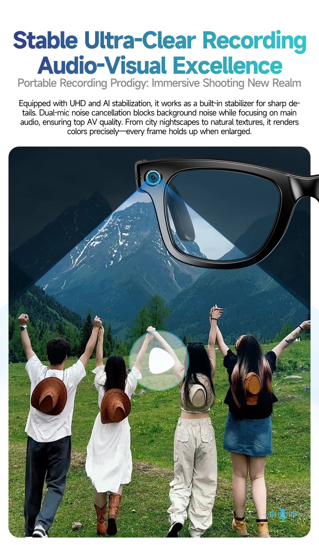 800W Camera AI Smart Glasses — Color-Changing Lenses, AI Translation, HD Video & Waterproof Calling