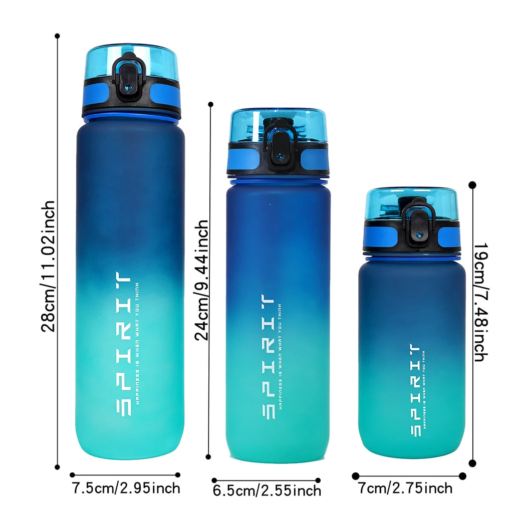 WIFEFUN Gradient Water Bottle 600ml/750ml/1000ml – BPA-Free PC, One-Button Flip Lid, Leakproof, Outdoor & Gym