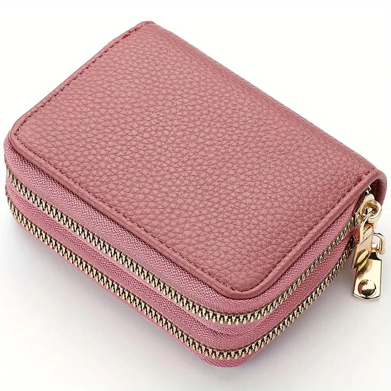 Women's Double Zipper Short Wallet – Fashion Credit Card Holder with Large Capacity Coin Purse