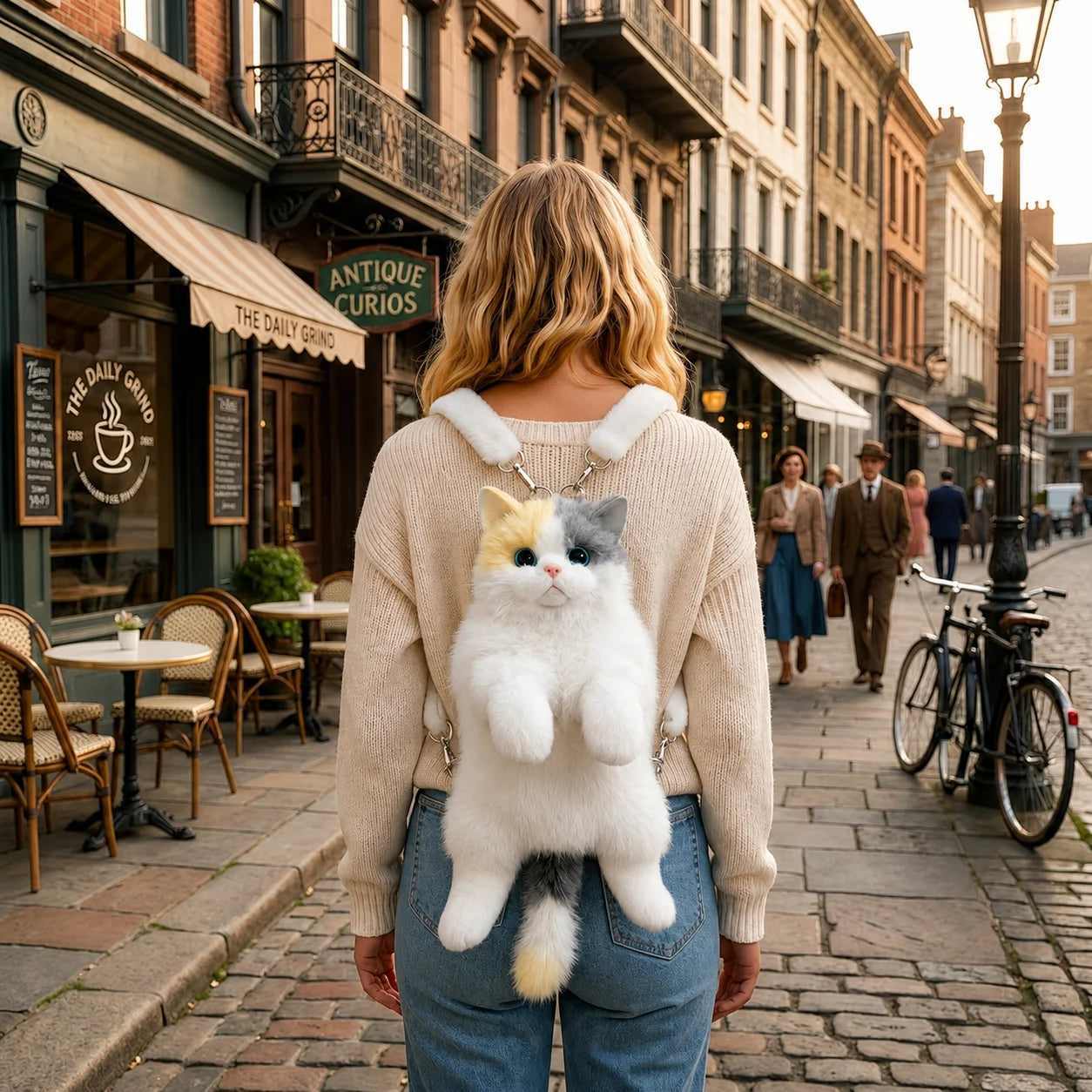 Cute Cat Backpack for Girls, Kawaii Plush Bag, Soft Animal Crossbody Bag for School, Travel & Daily Outfit