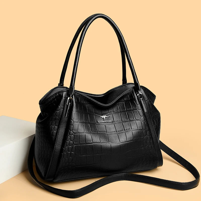 Luxury PU Casual Tote Shoulder Bag – Rivet & Sequin Designer Crossbody Handbag for Women