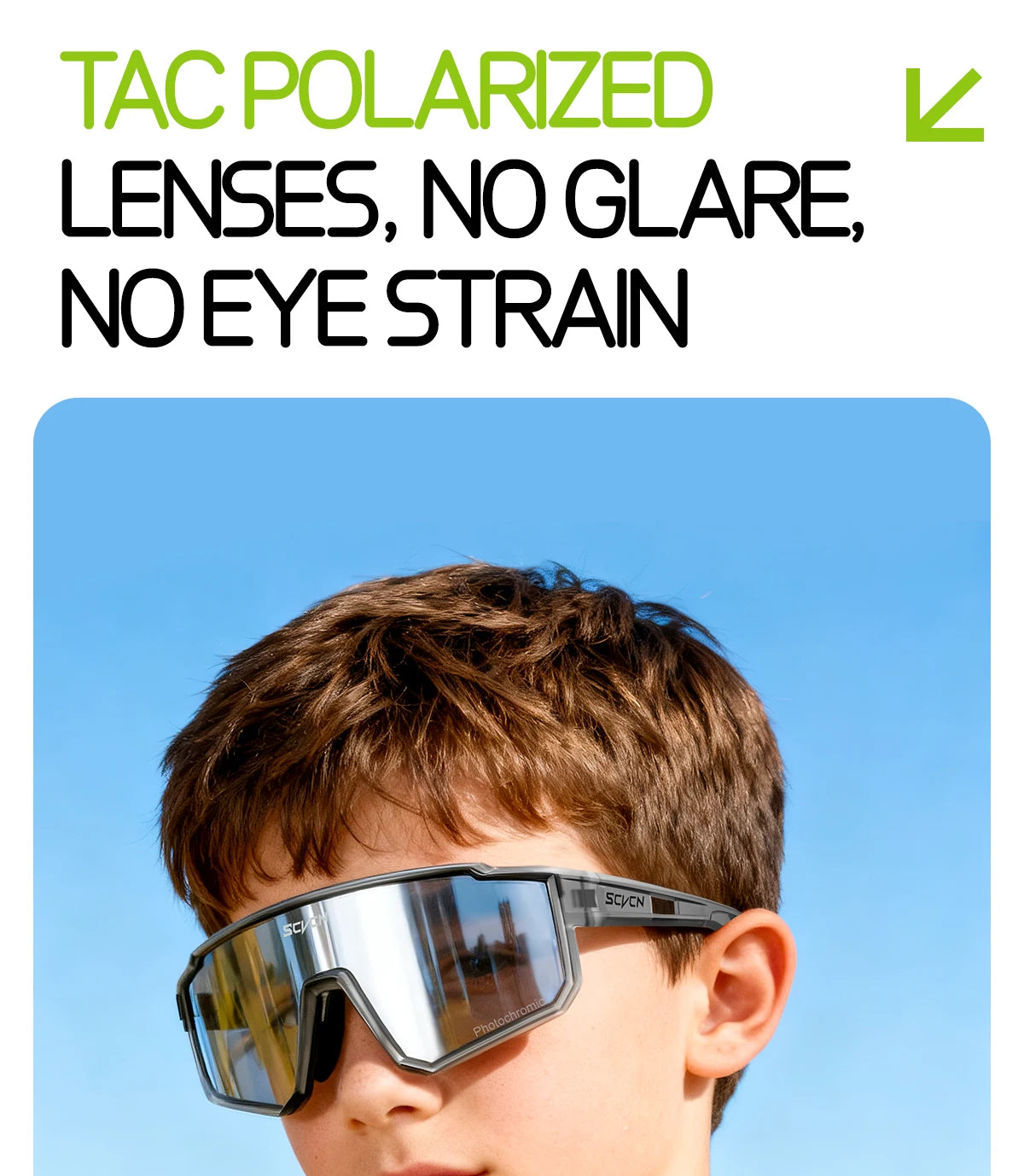 SCVCN Kids Photochromic Sport Sunglasses | UV400 Boys Girls Outdoor Skateboarding Bike Golf Eyewear