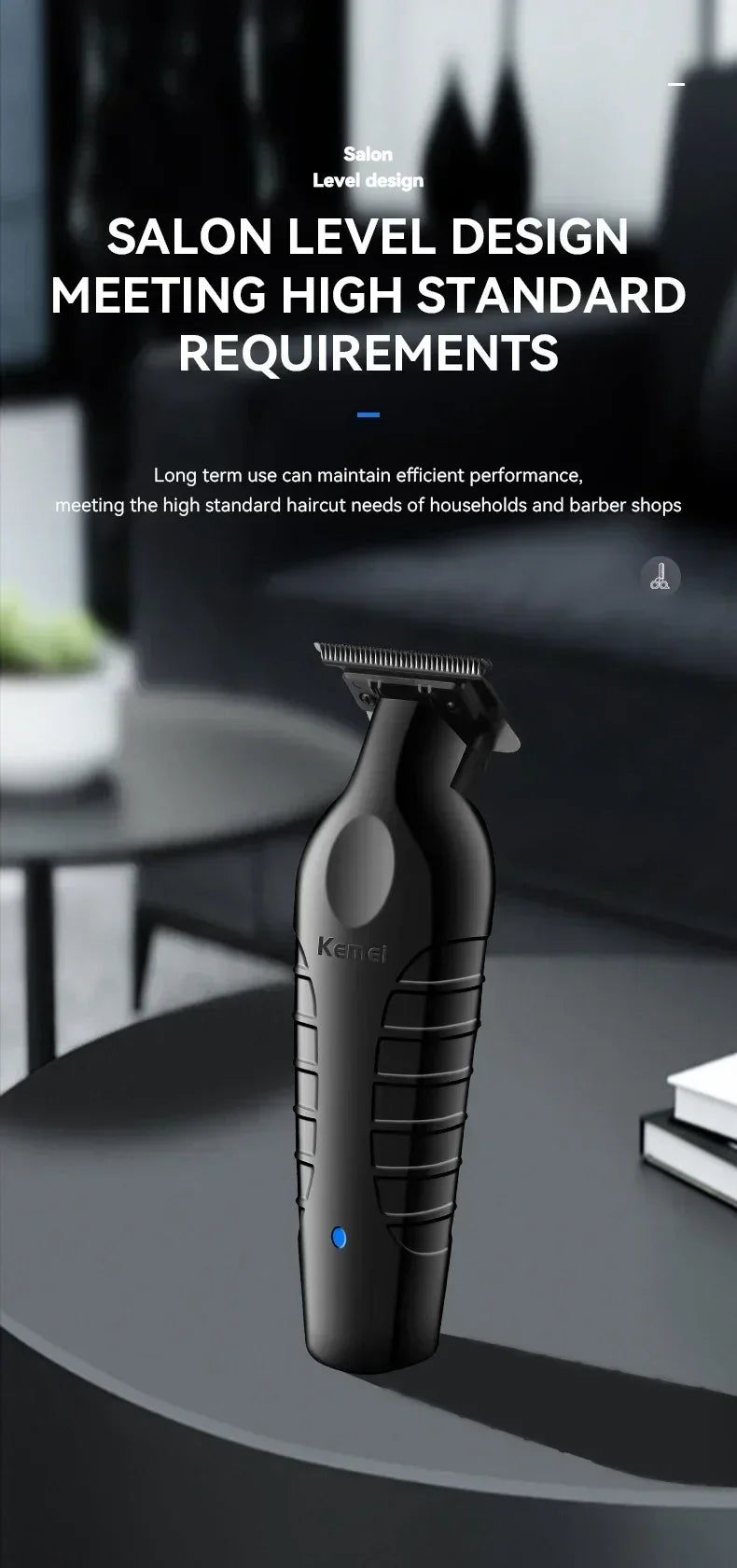 Kemei KM-2299 Cordless Hair Clipper – USB Fast Charge, 180-Min Runtime, Auto Power Adjust