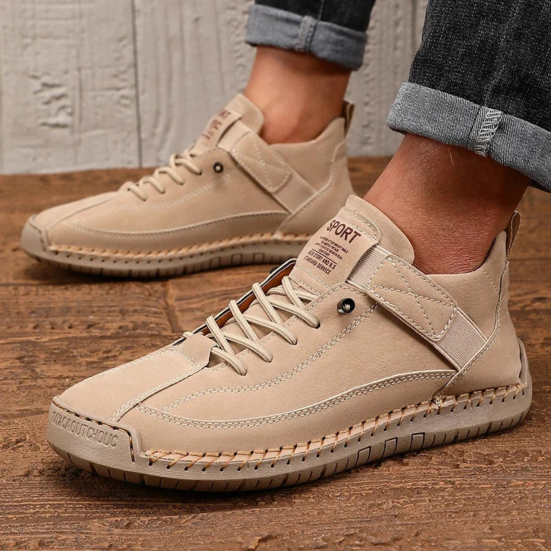 Faux Leather Lace-Up Casual Loafers